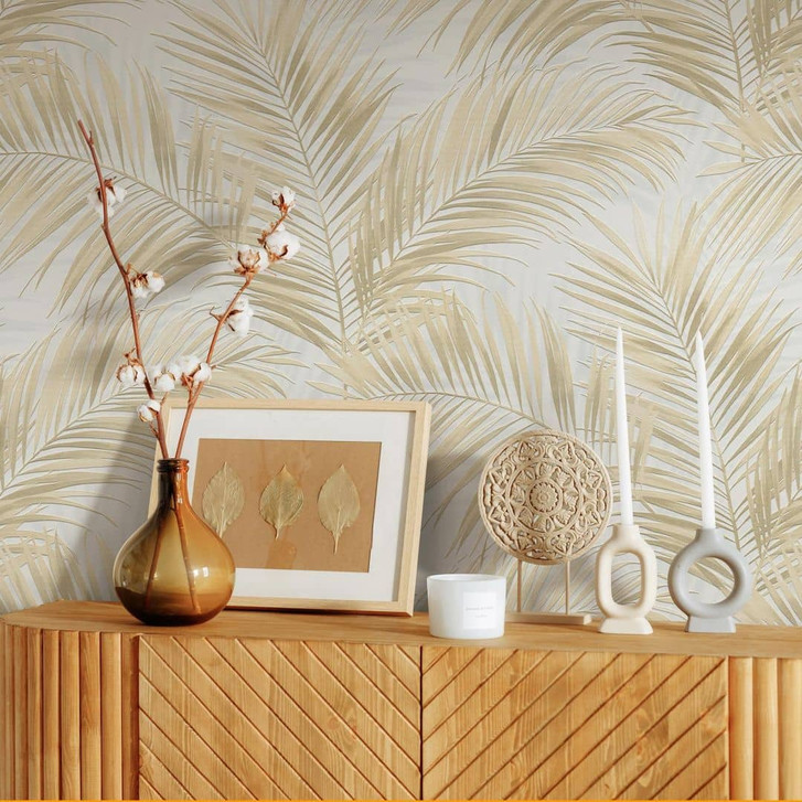 Vliestapete, Blättermotivtapete Cameo beige - WA493062