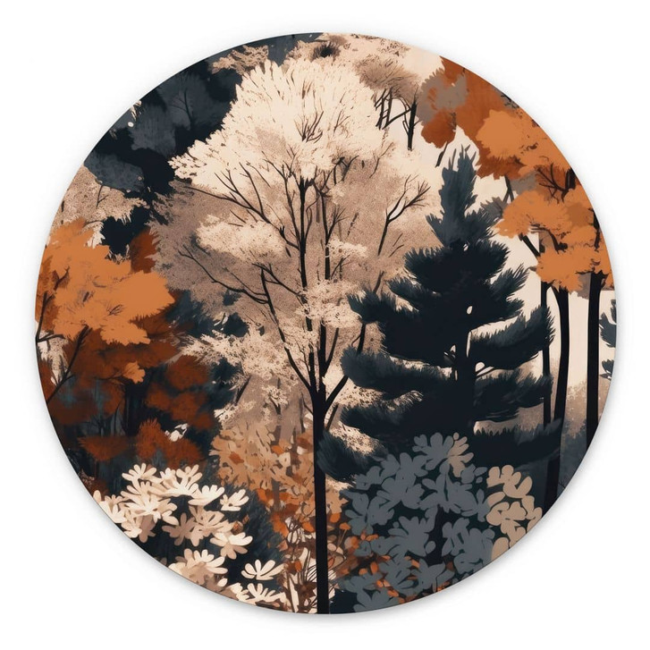Wandbild Bunter Herbstwald - Jaszke - Alu-Dibond Rund - WA394087