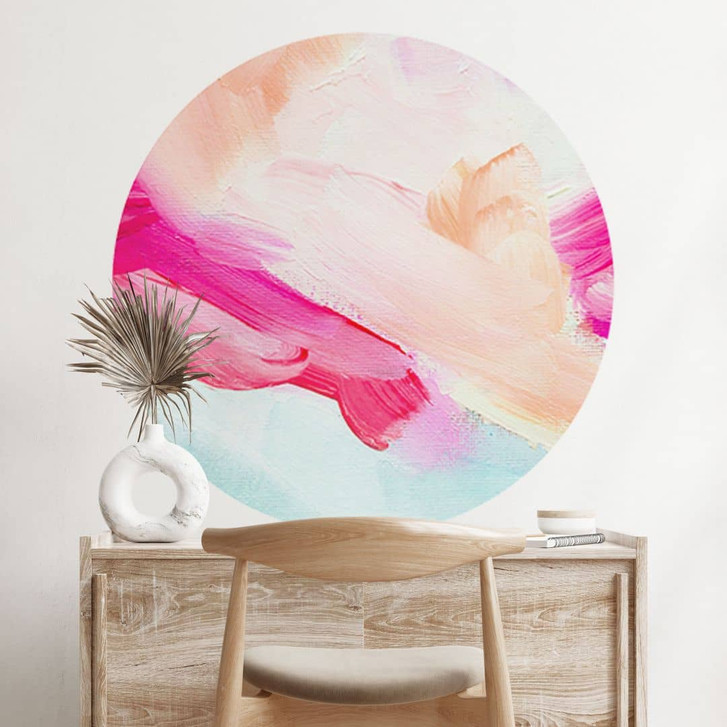 Wandtattoo Pinselstriche Pink und Türkis - Rund - Haniff - WA412767
