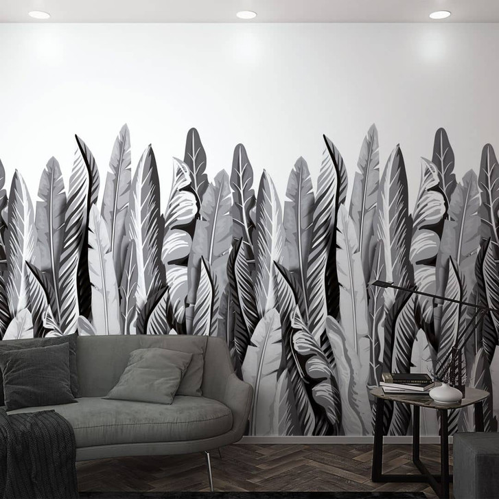 Fototapete mit Blattmotiv Schwarz, Weiss ,Floral 2.70 x 1.59 m - WA448935