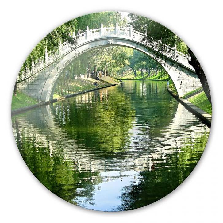 Glasbild Brücke am Fluss - rund - WA121451