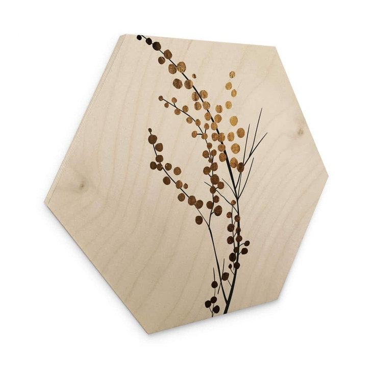 Hexagon - Holz Kubistika - Goldener Zweig - WA320969