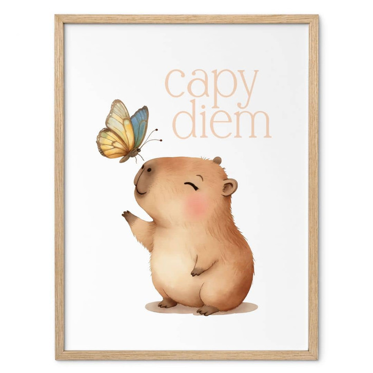 Poster fürs Kinderzimmer - Capybara mit Schmetterling - Capy Diem - WA499415