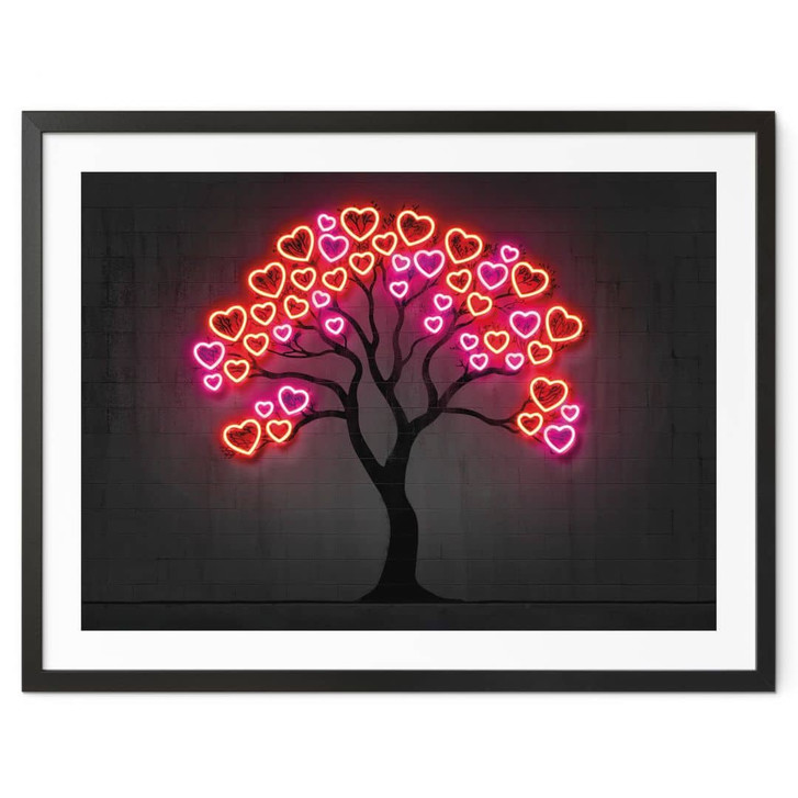 Poster im Neon-Look | Baum mit roten Herzen - Mielu - WA451716
