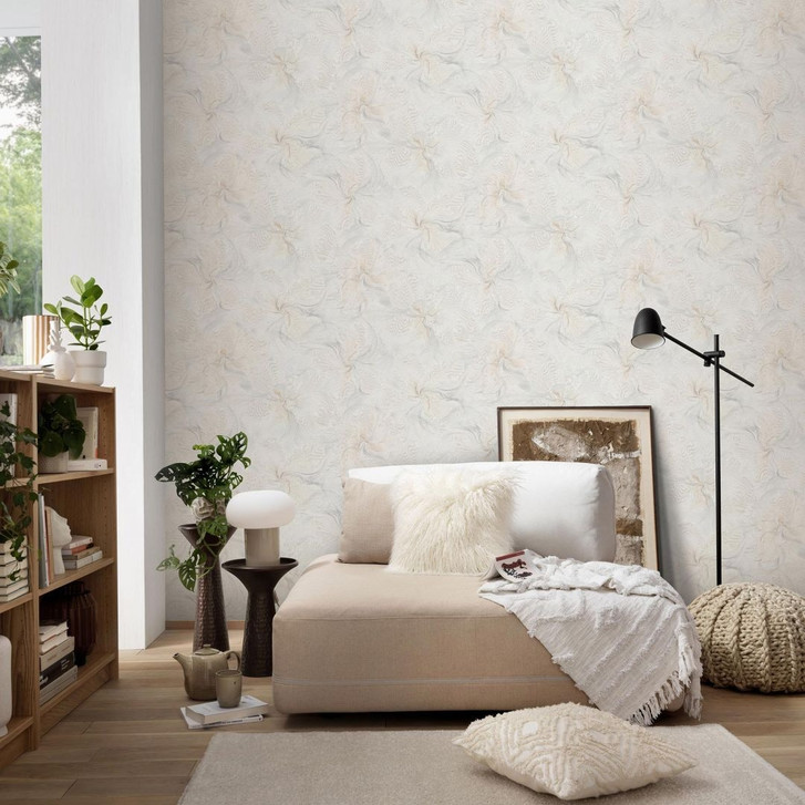Vliestapete, Blumenmotivtapete Aurora beige - WA492989