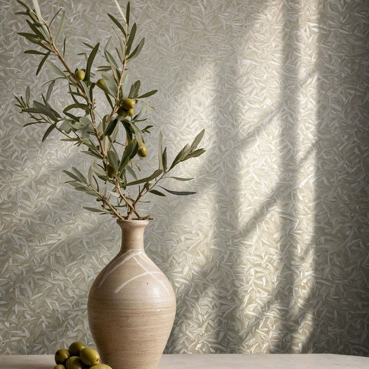 Vliestapete 3D-Optik, Blattmotiv Floral Klassisch in Beige  - WA451039