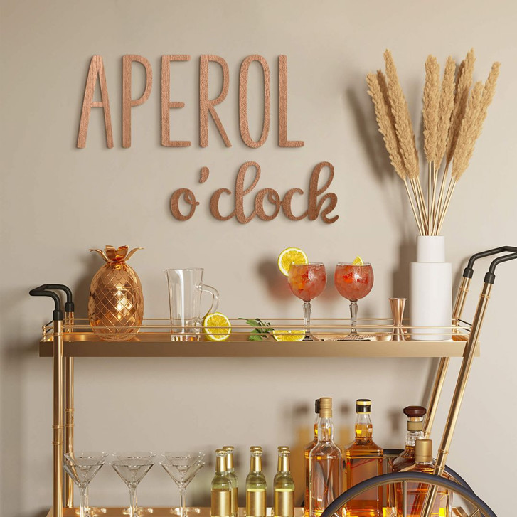 3D Holz Schriftzug - Küche - Aperol o'clock - Mahagoni - WA351086