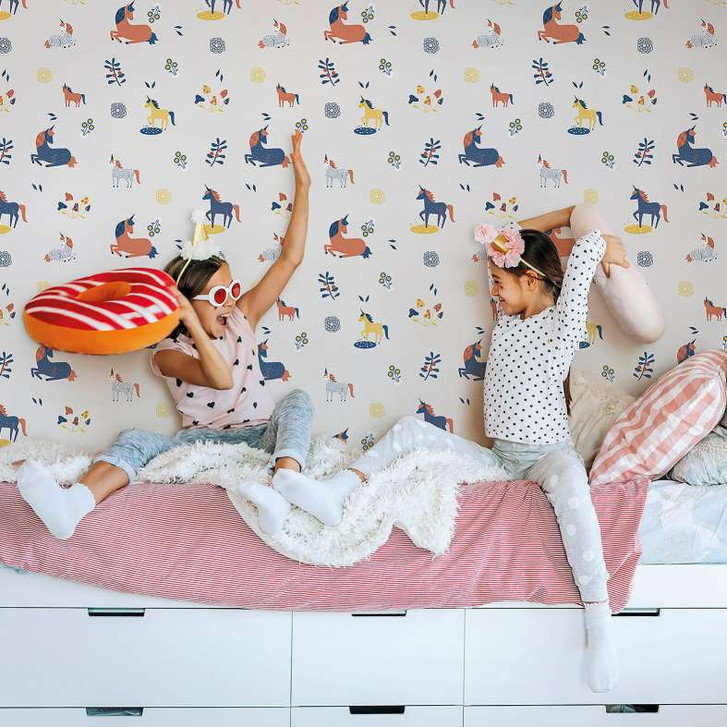 Kindertapete, Vliestapete mit Illustration Kids Walls grau, bunt - WA450911