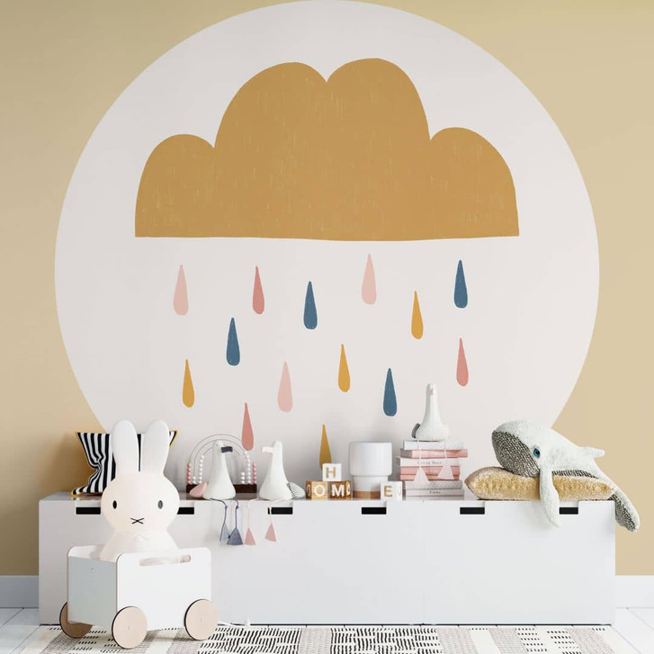 Kinderzimmer Fototapete Fröhlicher Regen in Pastelltönen - Lisboa - Rund - Selbstklebend/Vlies - WA432142