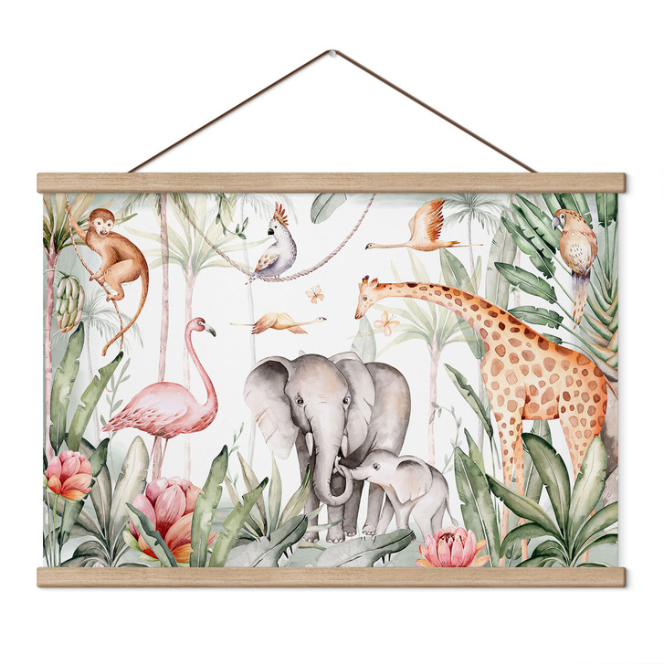 Kinderzimmer Stoffbild Afrikanische Tiere im Regenwald - Kvilis - WA513047