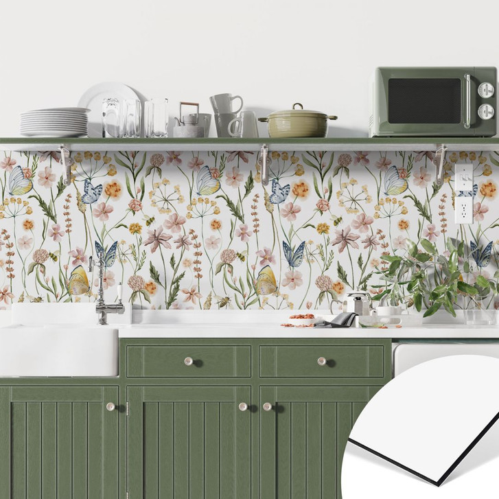 Küchenrückwand Frühlingswiese mit Schmetterlingen - UN Designs - WA402340