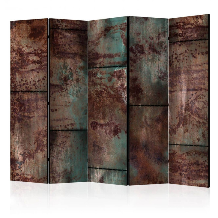 Paravent, Raumteiler freistehend, Trennwand - Dunkles Metallblech, 5-teilig - 225 x 172 cm - WA453397