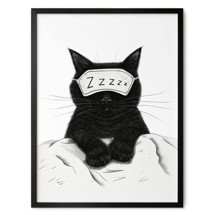 Poster Schwarze Katze mit Schlafmaske - Korenkova - WA517600