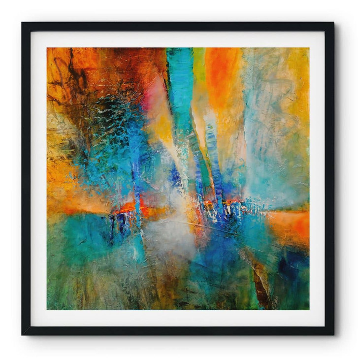 Poster Urbanes Licht in Blau und Orange - Schmucker - Quadratisch - WA509051