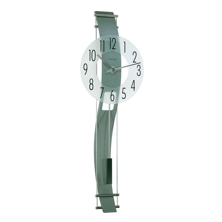 Regulateur Kennington grau mit geschwungener Holzrückwand und Glaszifferblatt - UG100927