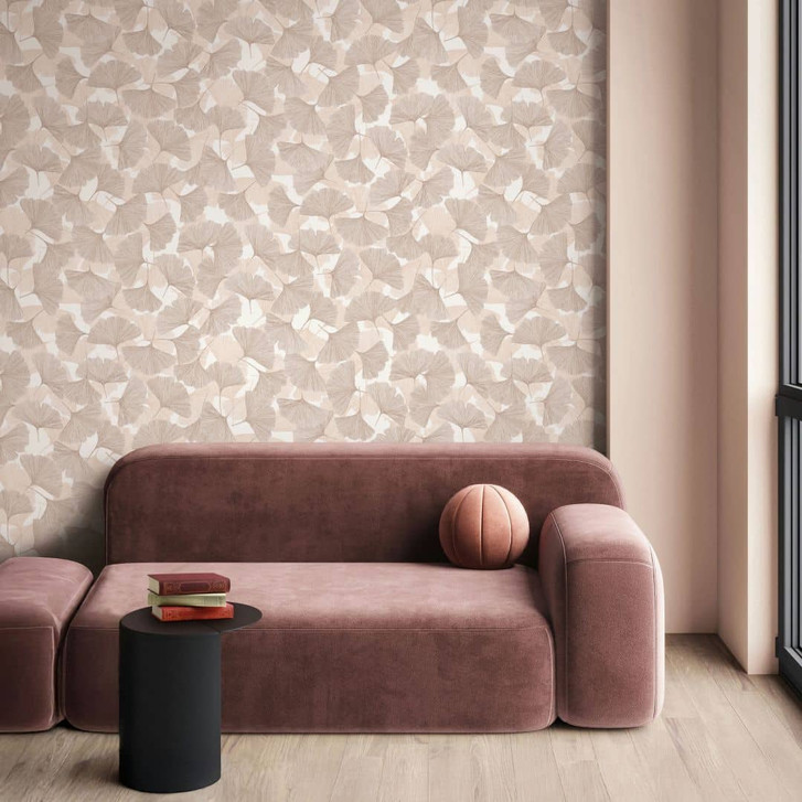 Vliestapete 3D, Blätter Floral Natur matt in Beige Braun - WA497334