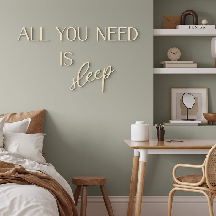 3D Holz Schriftzug Schlafzimmer - All you need is sleep - Pappel - WA401989