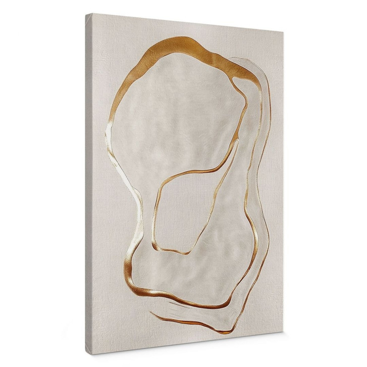 Leinwandbild Abstrakte Line Art in Gold und Beige - Alma - WA496360