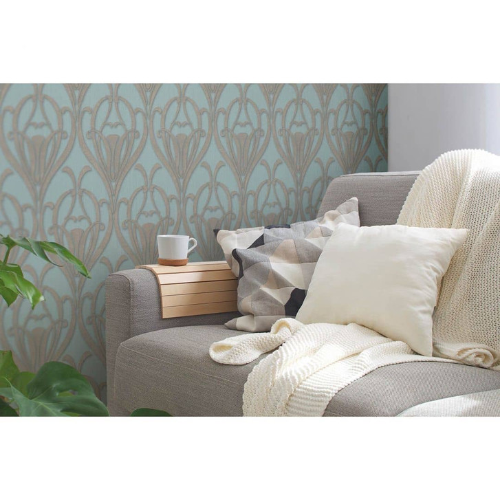 Livingwalls Barocktapete Mata Hari Vliestapete barock türkis, braun, blau - WA327766