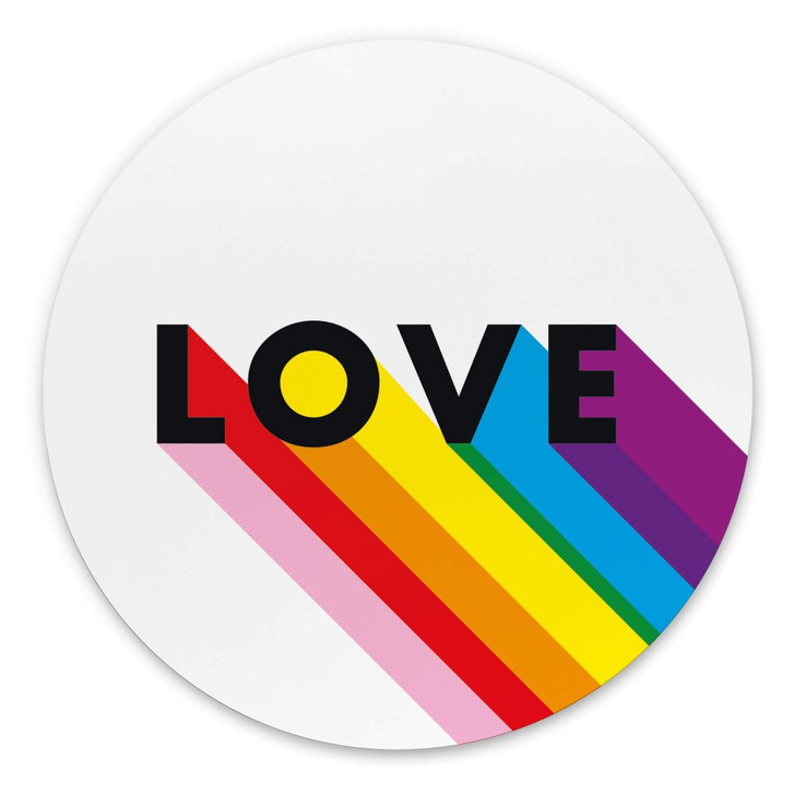 Rundes Wandbild LGBTQIA& Love Regenbogen - Alu-Dibond - WA394510