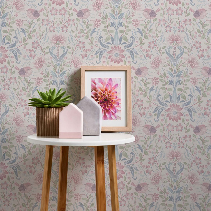 Tapete Floral creme blau - Vliestapete Landhaus A.S. Création - matt und leicht strukturiert - WA396338