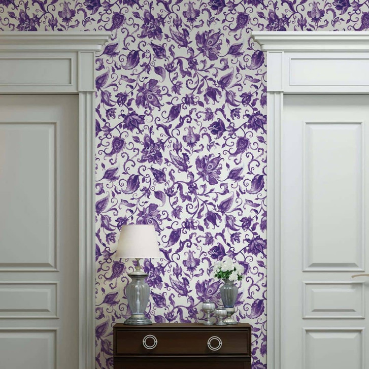 Vliestapete Blätter, Ranken Floral Natur matt in Grau - WA473051