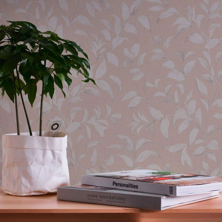 Vliestapete Grau Silber - florale Blättertapete - Tapete Wohzimmer Schlafzimmer Küche - WA395972