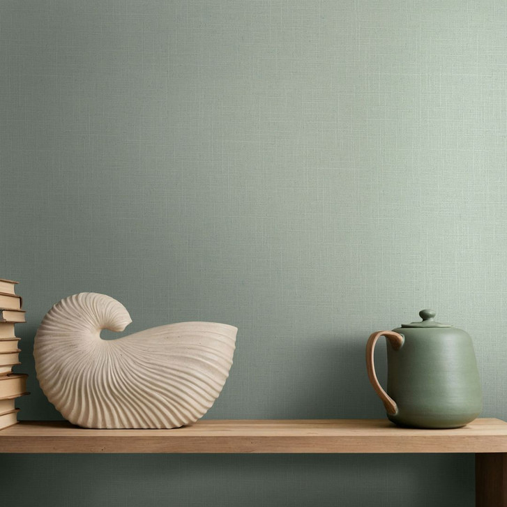 Vliestapete Textil, Struktur Uni Modern matt in Grün - WA497314