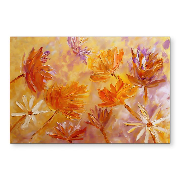 Wandbild Goldener Blütenrausch | Blumen Gemälde - Pomata - Alu-Dibond - WA435164