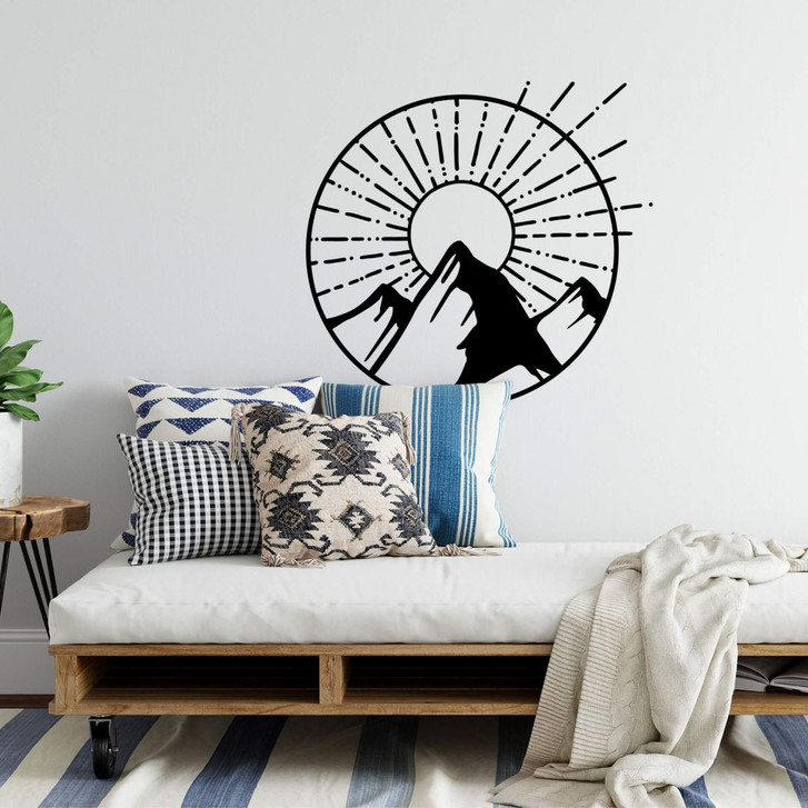 Wandtattoo Sonnenaufgang über den Bergen - Rund - WA384044