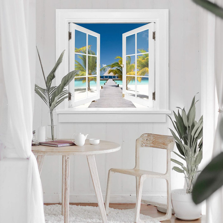 3D Wandtattoo Fenster quadratisch - Der Weg ins Paradies - WA229655