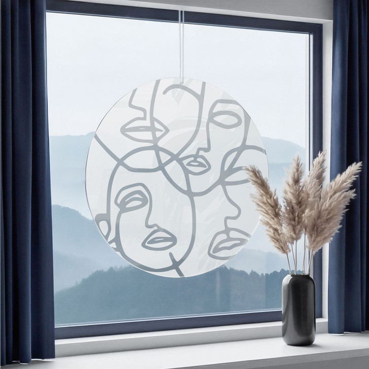 Acrylglasbild, Fensterbild zum Aufhängen Line Art - Gesichter - Rund - WA491310