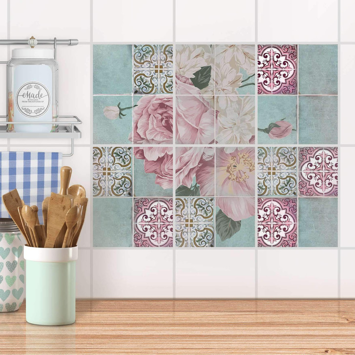 Fliesenaufkleber Set rechteckig - Durch die Blume - CR103009