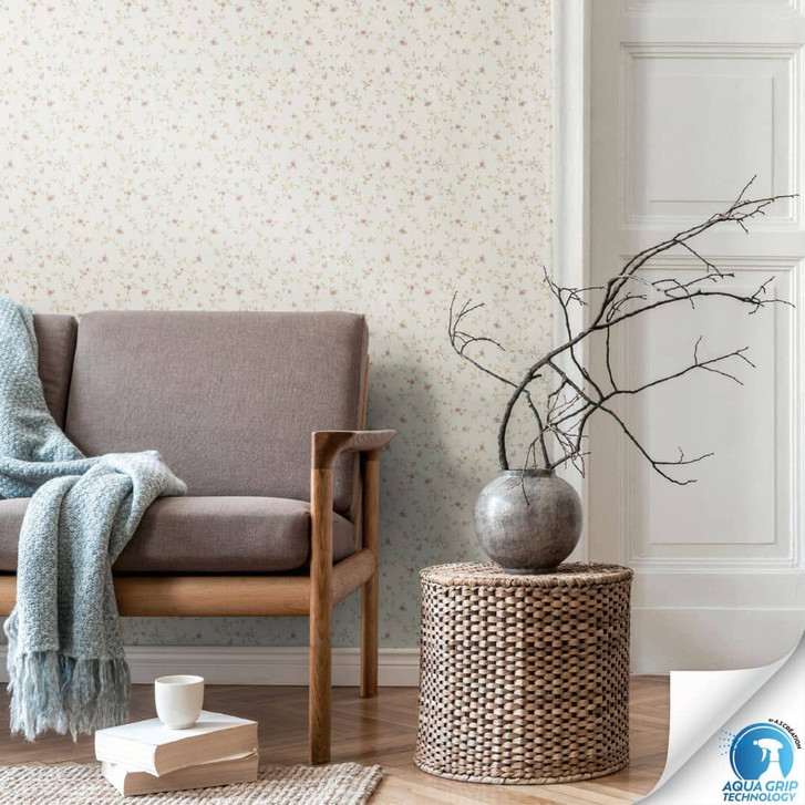 Florale Tapete zart Rosa Grün Weiss - Blumenmuster Vliestapete - Tapezieren ohne Kleister - WA465591