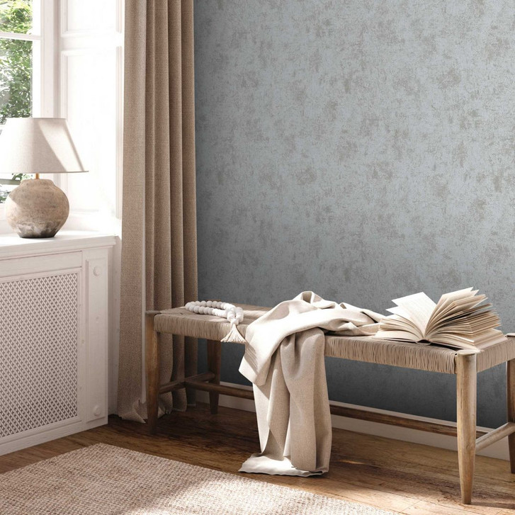 Metallic-Tapete Silber Grau - Vliestapete in Putzoptik - Industrial Stil für Schlafzimmer - WA396009