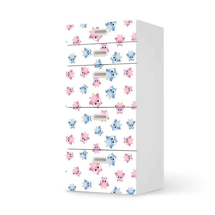 Möbel Klebefolie IKEA Stuva / Fritids Kommode - 5 Schubladen - Eulenparty - CR113959