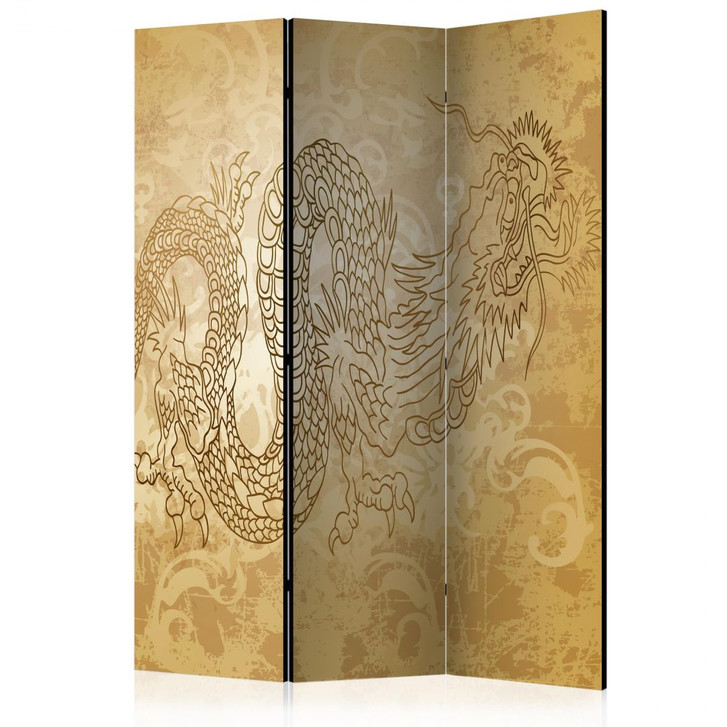 Paravent, Raumteiler freistehend, Trennwand - Geheimnisvoller Drache, 3-teilig - 135 x 172 cm - WA454104