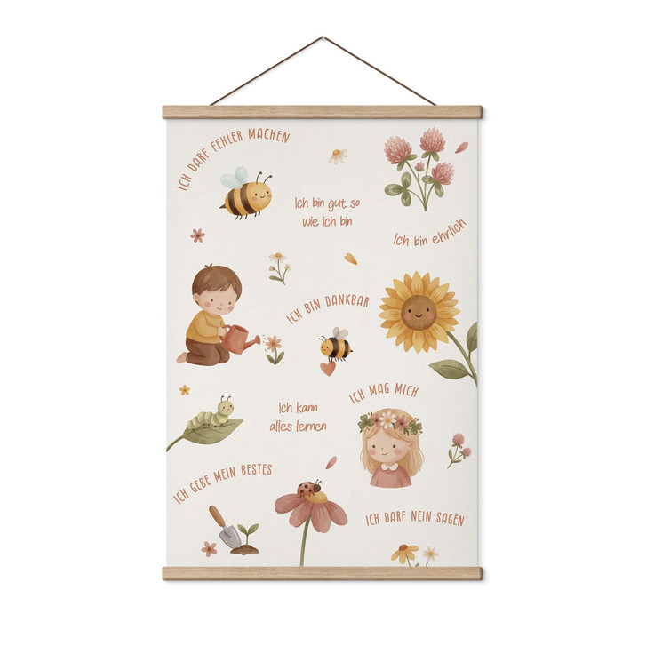 Stoffbild mit Affirmationen Blumen - Kraftsätze für Kinder - WA516929