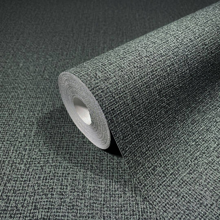 Vliestapete in textilem Uni grün Struktur - WA444923