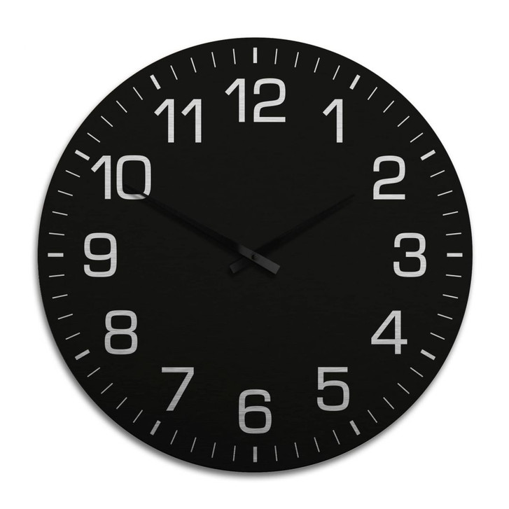XXL Wanduhr Alu Dibond Silbereffekt - Klassisch mit Minutenanzeige - negativ Ø 70cm - WA243383