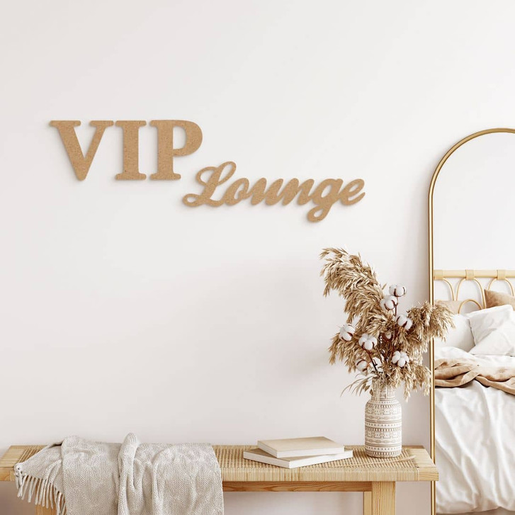3D Dekobuchstaben VIP Lounge - MDF Natur - WA405482