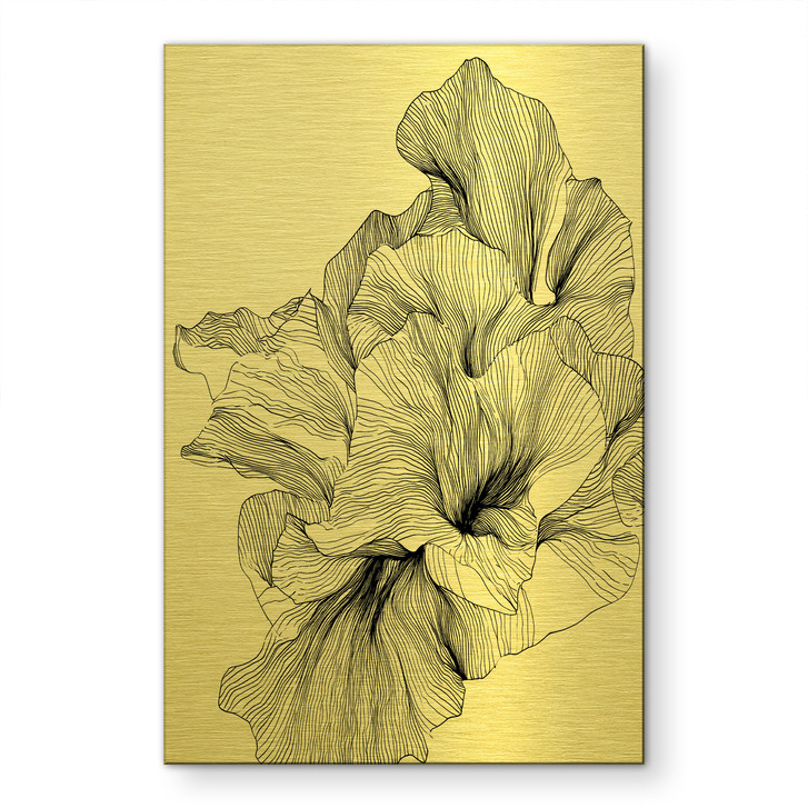 Alu-Dibond gebürstet mit Goldeffekt - Florale Linienkunst - Treechild - WA518295