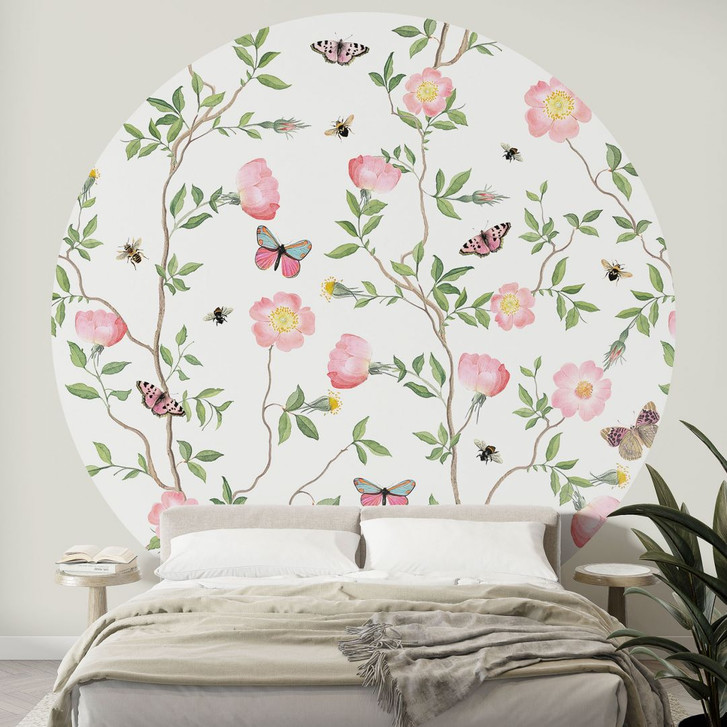 Fototapete Rosa Christrosen im Frühling - Blumentapete - UN Designs - Rund - Selbstklebend/Vlies - WA399663
