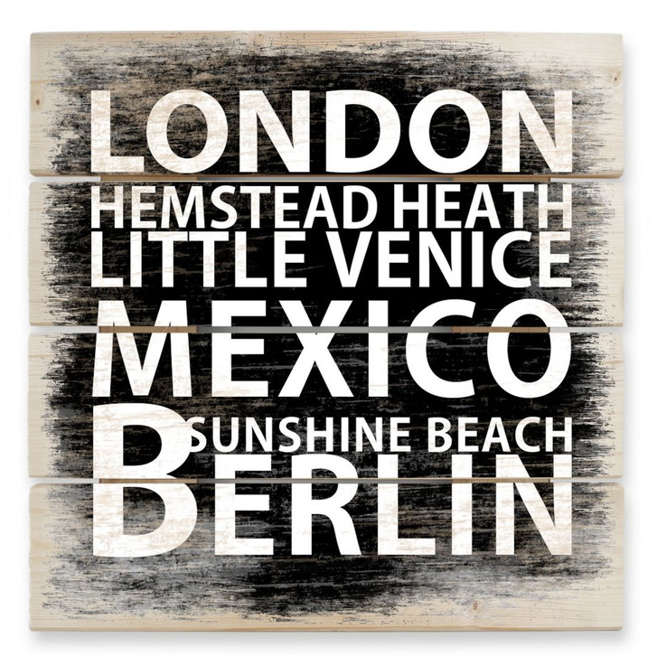 Holzbild London - Mexico - Berlin - 40 x 41.5 cm - WA132231
