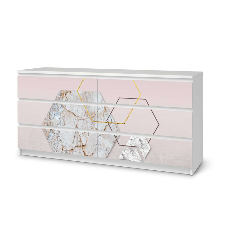 Möbelfolie IKEA Malm Kommode 6 Schubladen (breit) - Hexagon - CR116583