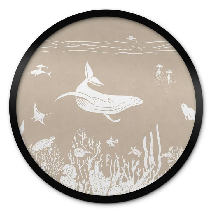 Poster Faszinierende Meerestiere im Ozean - Braun - Kikki Belle - Rund - WA448168