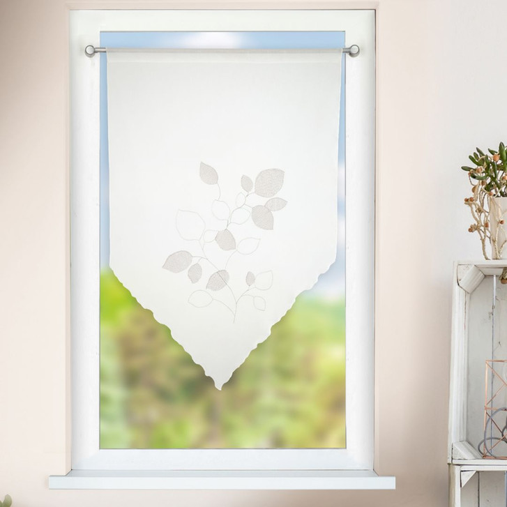 Scheibengardine mit floralem Design - Panneaux weiss - Kurzgardine - WA475026