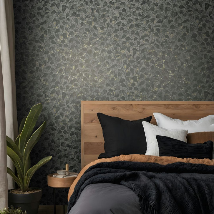 Vliestapete Blätter, Beton Floral Natur in Grau - WA483066