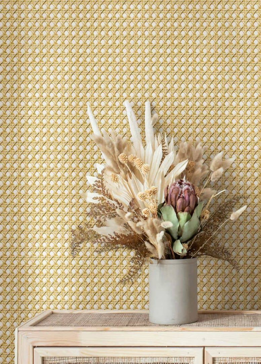 Vliestapete in Holzoptik und Flechtoptik beige Holzoptik - WA445525