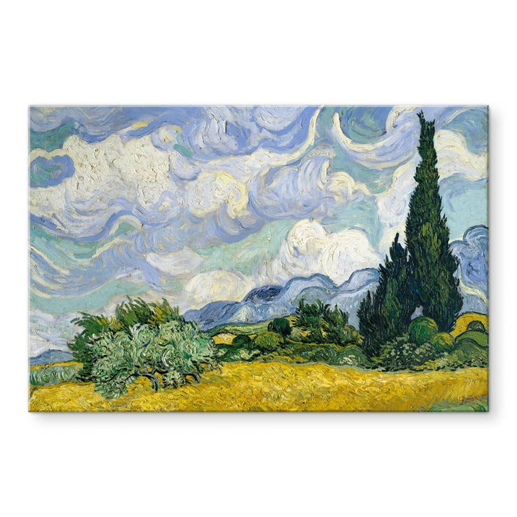 Acrylglasbild van Gogh - Weizenfeld mit Zypressen - WA479550